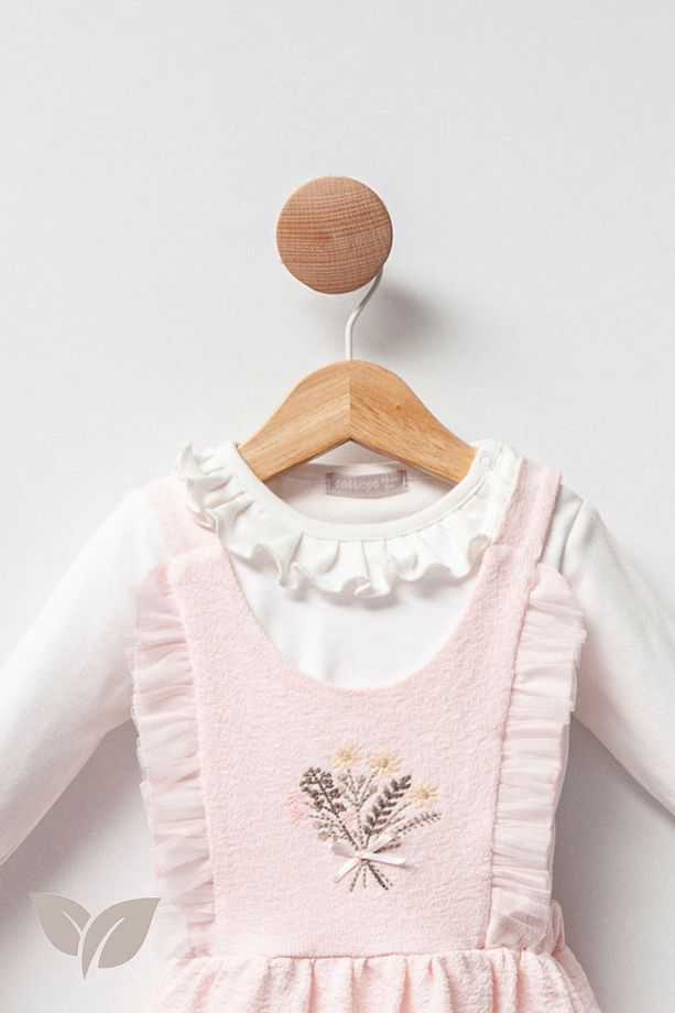 Mini Princess Kız Bebek 2'li Takım Jakarlı Örme Kumaş - 2