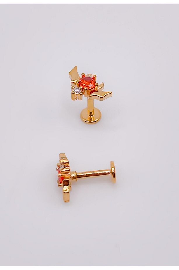 Cerrahi Çelik Piercing Zirkon Taşlı Devil (Şeytan) Figürlü Kıkırdak Helix Tragus Piercing(1adet) - 1