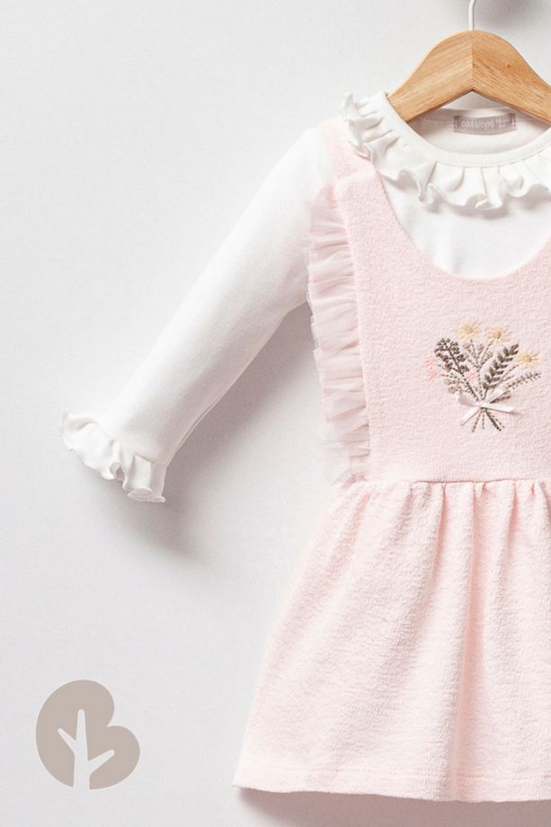 Mini Princess Kız Bebek 2'li Takım Jakarlı Örme Kumaş - 4