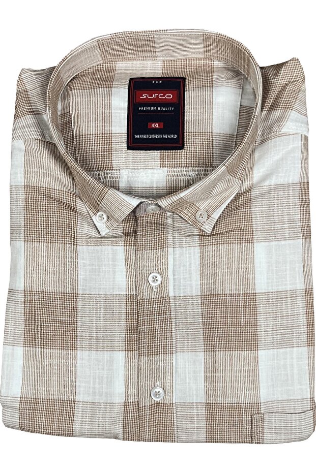 Plus Size Short Sleeve Checkered Shirt