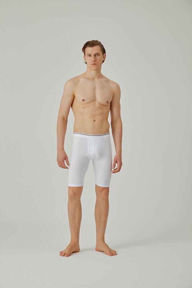 Men's White Long Size Boxers