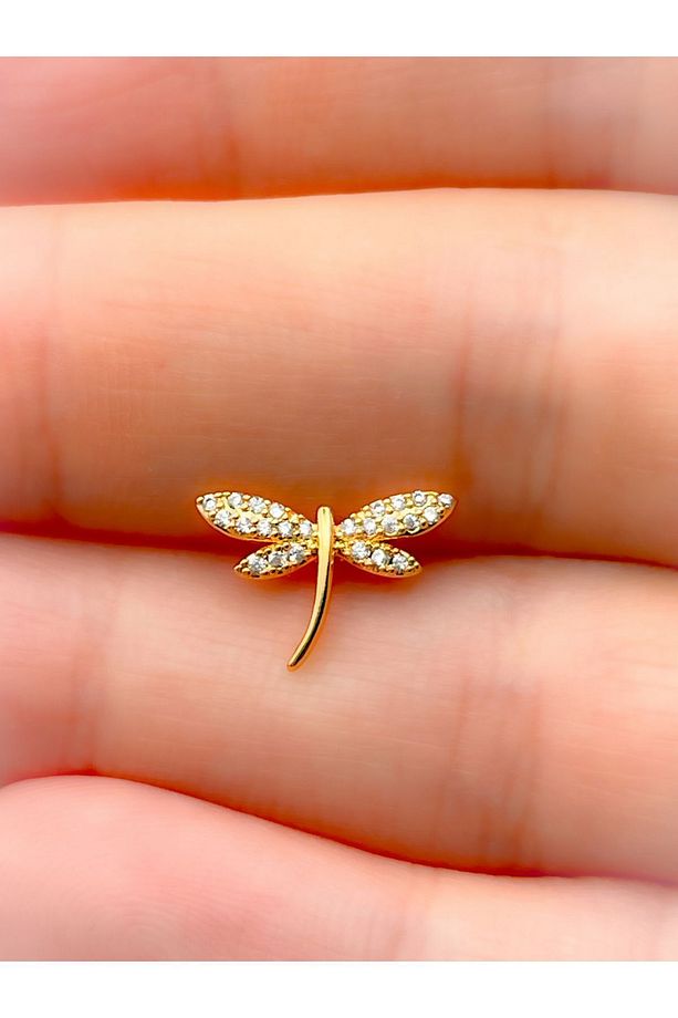 Cerrahi Çelik Zirkon Taşlı Yusufçuk Figürlü Kıkırdak Helix Tragus Piercing(1adet) - 4