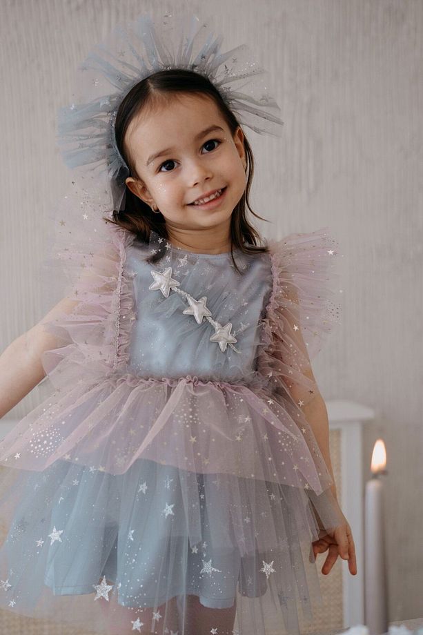 Frida Gümüş Tüllü Parti Elbisesi - 1