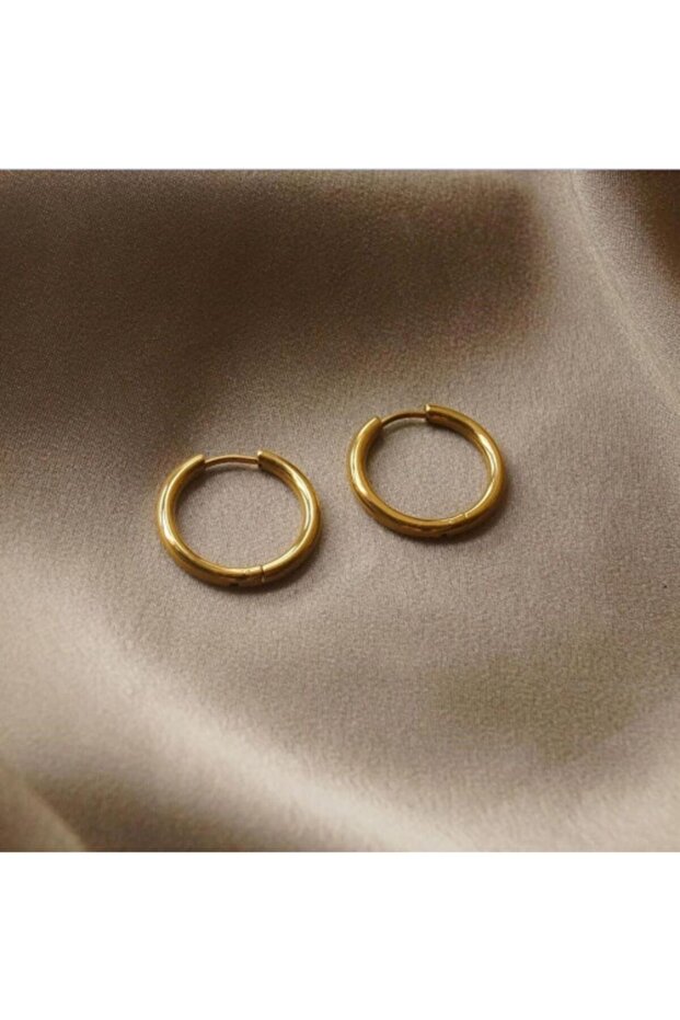 Gold Steel Hoop Earrings