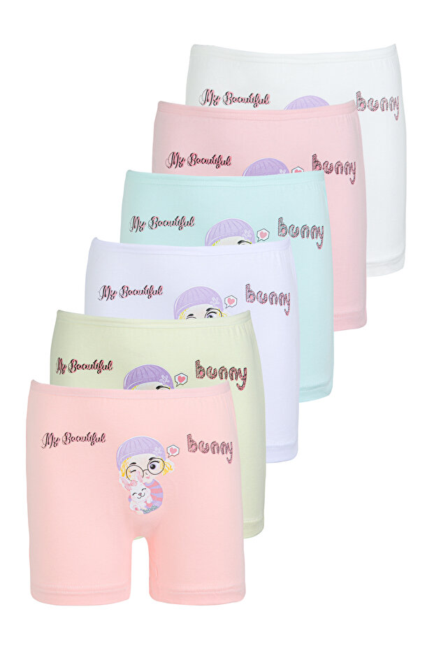 Girl's Colorful Printed SHORTS 6 Pieces 6110