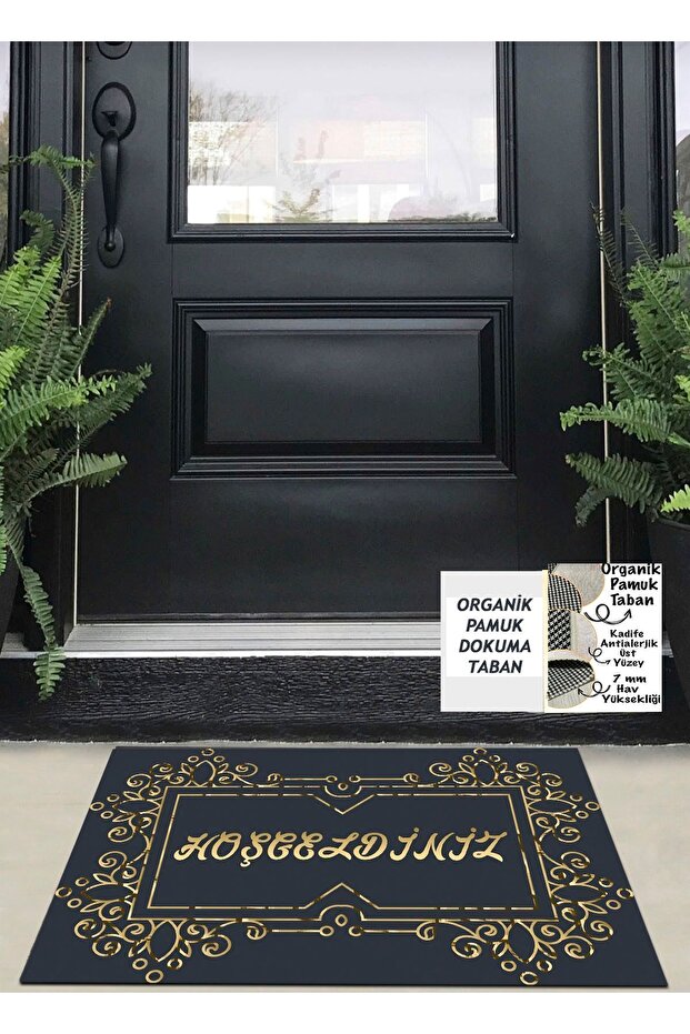 Welcome Written Decorative, Cotton Woven Base Washable, Door Front Mat 50 Cm X 80 Cm