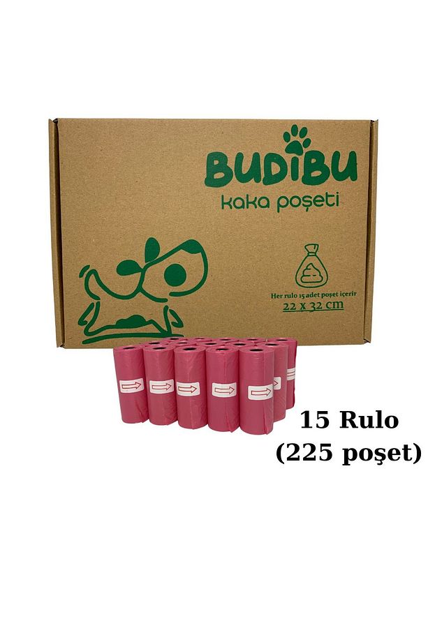 Kedi Köpek Kaka Poşeti Evcil Hayvan Dışkı Kaka Torbası Pembe 15 Rulo (225 Poşet) - 1
