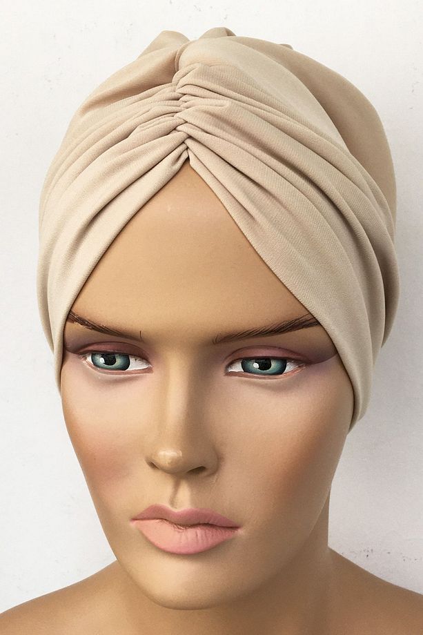 Bone Dolgulu Drape Dış Bone Hazır Türban Bej Kadın Tesettür Bone Astarlı Hijab - 3