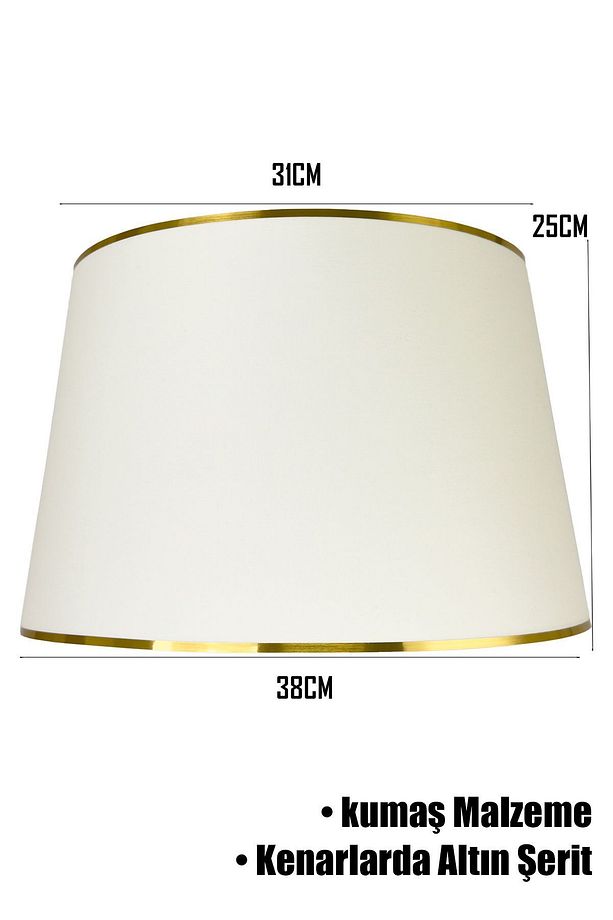 Krem Gold Şeritli Lambader Şapkası - 3