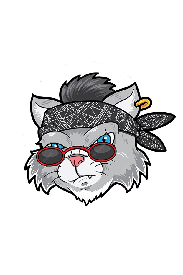 Cool Cat Car, Motorcycle, Helmet, Laptop Sticker 14x12 Cm