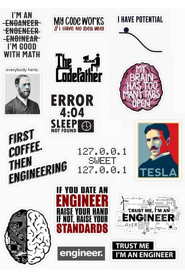Mühendis - Engineer Tasarımlı 15 ' Li Sticker Seti - Telefon Ve Bilgisayar Yüzeylerine Uygun - 1