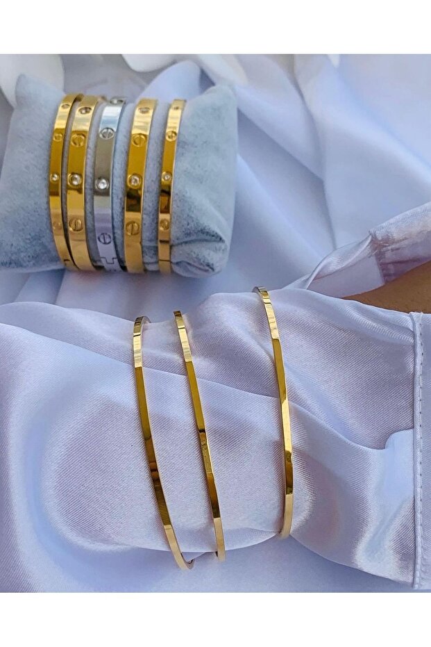 Kadın Çelik Ajda Bilezik ( Üçlü) - 2