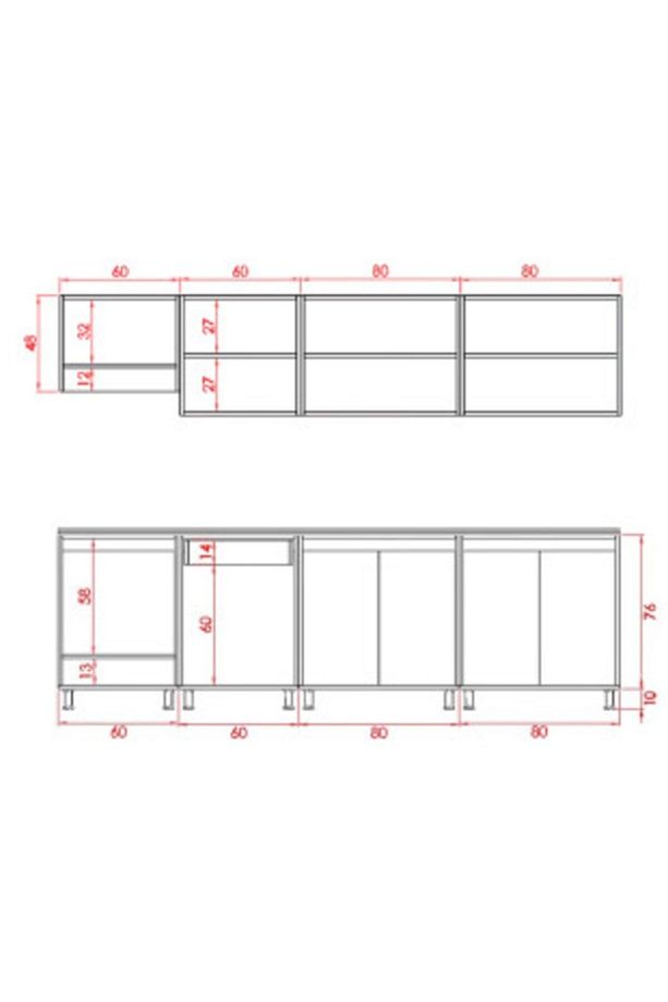 280cm Alya Hazır Mutfak Dolabı Ankastre Ve Aspiratör Modüllü Atlantik Çam Ve Antrasit(TEZGAH DAHİL) - 4