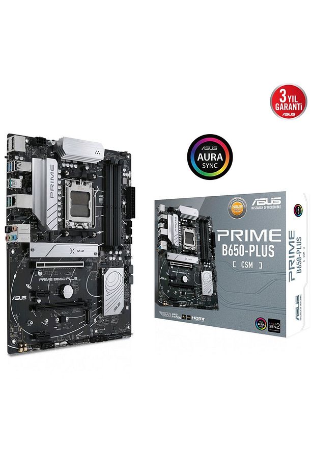 Prıme B650-plus-csm Amd B650 Am5 Ddr5 6400 Dp Hdmı 2x M2 Usb3.2 Aura Rgb 2.5gbit Lan Atx 128gb - 1