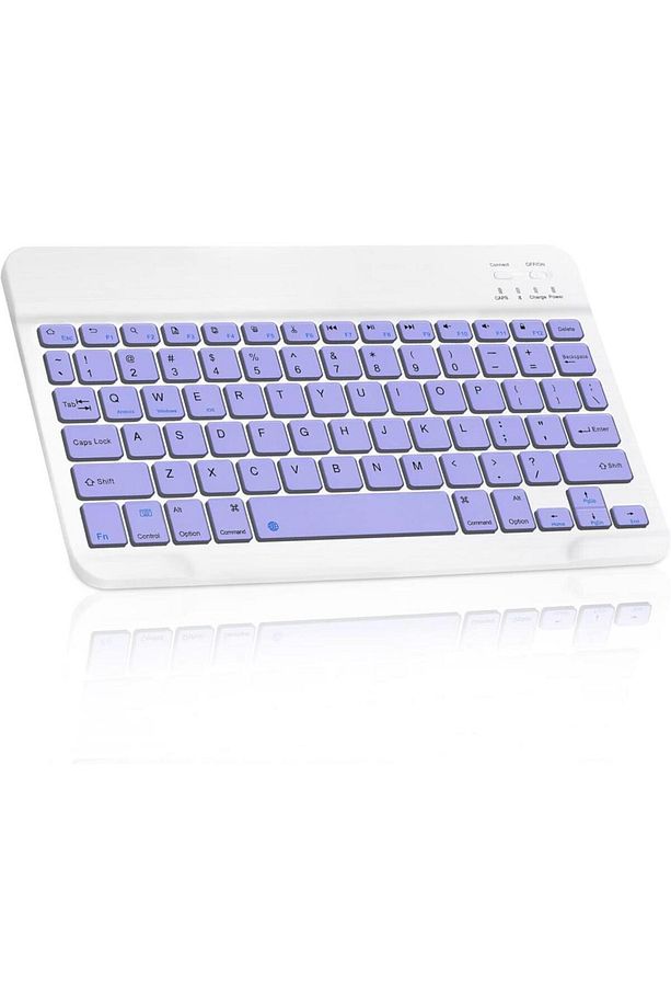 Technopc Ultrapad UP1662A-46 10.1" Uyumlu Kablosuz Bluetooth Şarj Edilebilir Mini Q Klavye - Mor - 1