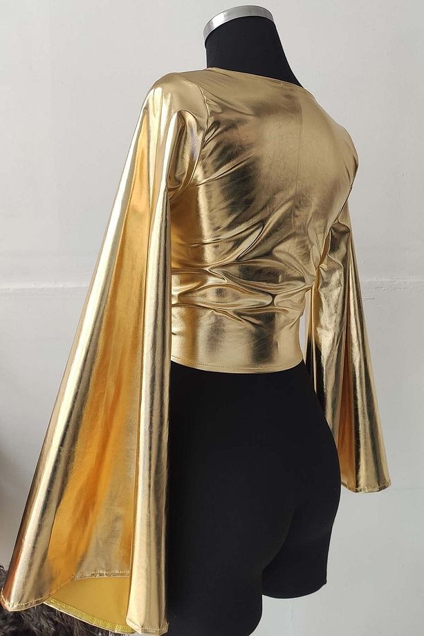 Gold Anvelop Crop Bluz - Parti Dans Tango Bluzu - 3