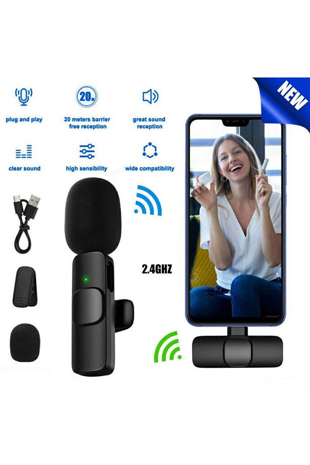 Android ile Uyumlu Type-C Kablosuz Mini Yaka Mikrofonu - 2