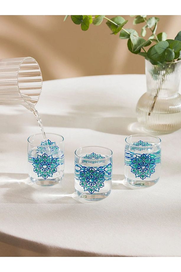 DESENLİ 3'LÜ CAM BARDAK SETİ 280 ML - 1