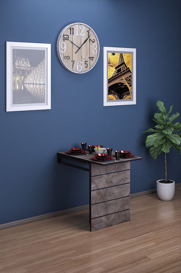 Fulya Duvara Monte Katlanabilir Pratik Yemek Masası Balkon Masası - 1