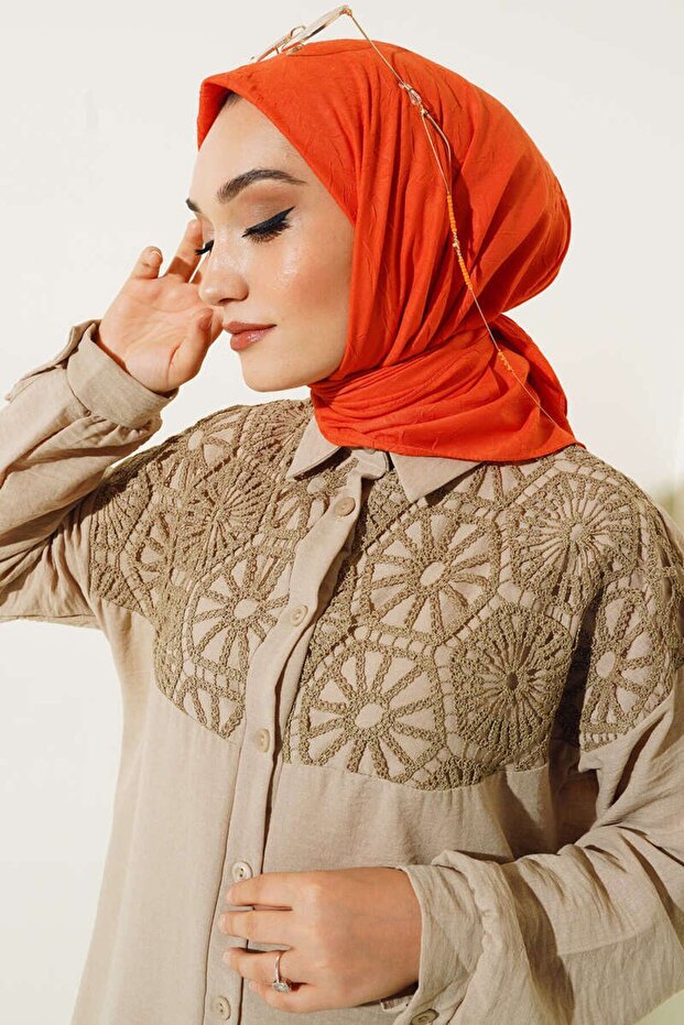 وشاح من الخيزران الفاخر باللون البرتقالي