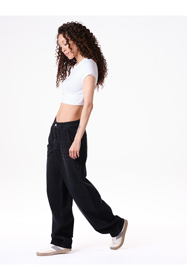 Skater Jeans - Black, Pale Effect