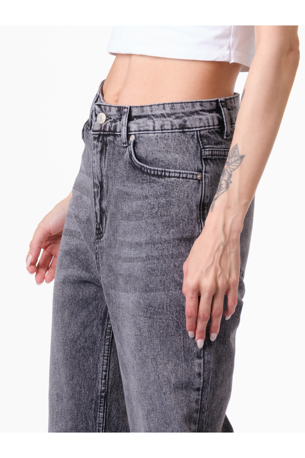 Siyah Soluk Efekli Likralı Jeans - 3