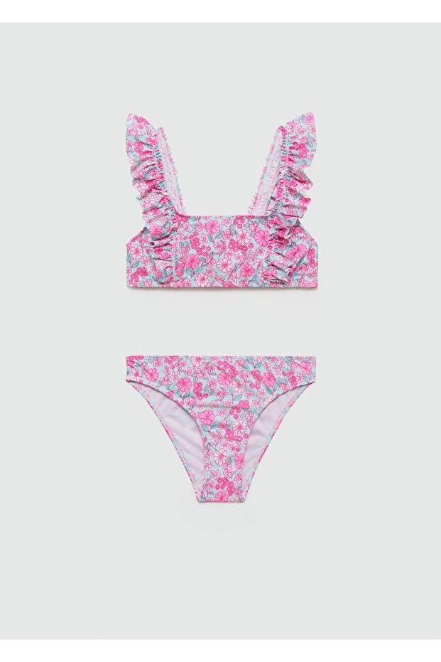 Fırfırlı Çiçekli Bikini - 1