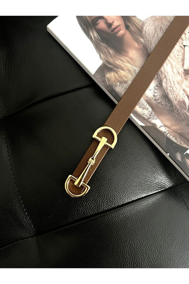 Thin Women's Belt with Long Buckle, Jacket Belt, Dress Belt