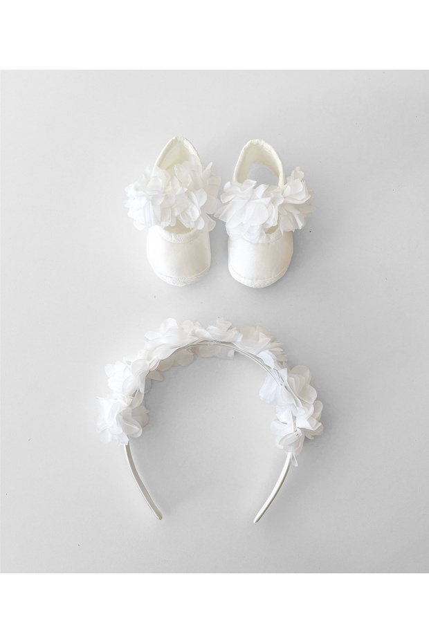 Baby Girl Floral Newborn Gift, Crowned Mevlüt Booties Set of 2