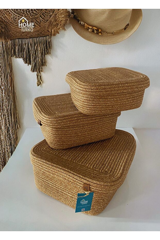 Jüt Örme Kapaklı  Sepet - 1