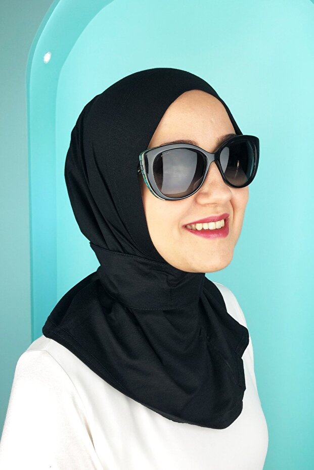 حجاب نسائي رملي ممشط من القطن ليكرا عملي غير قابل للانزلاق حجاب أسود اللون وشاح شال بونيه