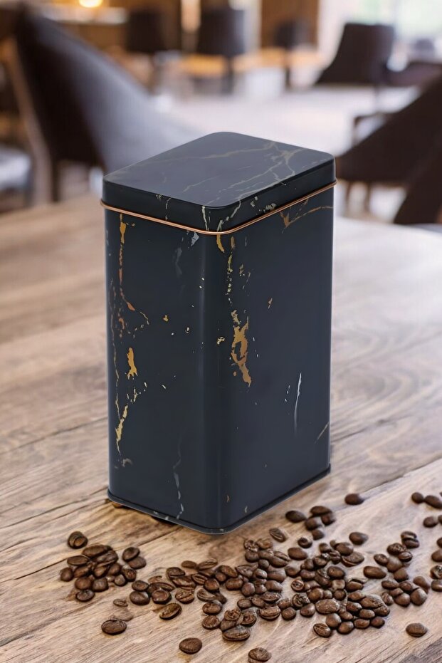 Ef045-50 حاوية تخزين معدنية مستطيلة منقوشة باللون الأسود 8x10 سم - 1