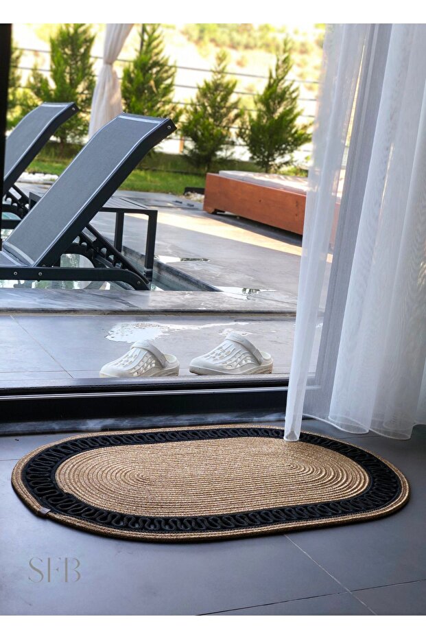 Jüt Kapı Önü Paspası, Bohem Tarzı Paspas, Yıkanabilir, Kapı Önü Paspası, Modern Paspas, Çift Taraflı - 6