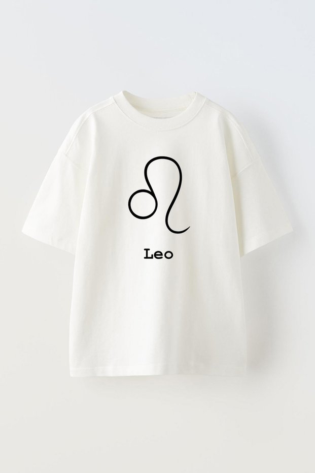 Unisex Leo Zodiac Sign Design Printed Cotton White Oversized t-shirt