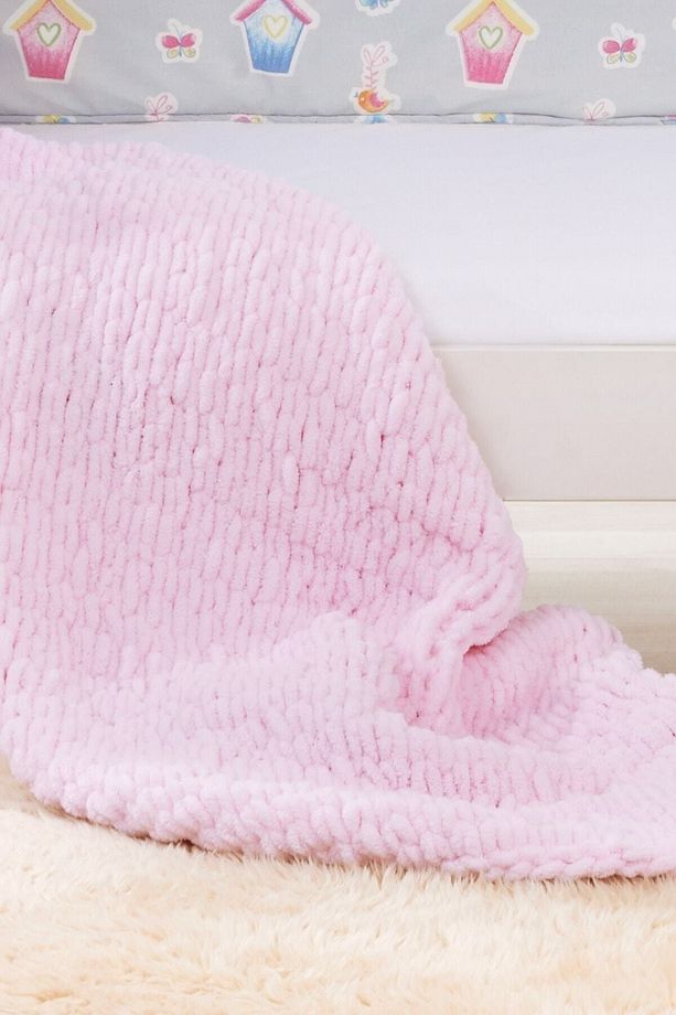 Pembe Pofuduk Örgü Bebek Battaniyesi - 3