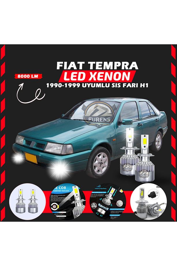 Fiat Tempra Sis Farı Uyumlu Şimşek Etkili Led Xenon Performance Series H1 - 6