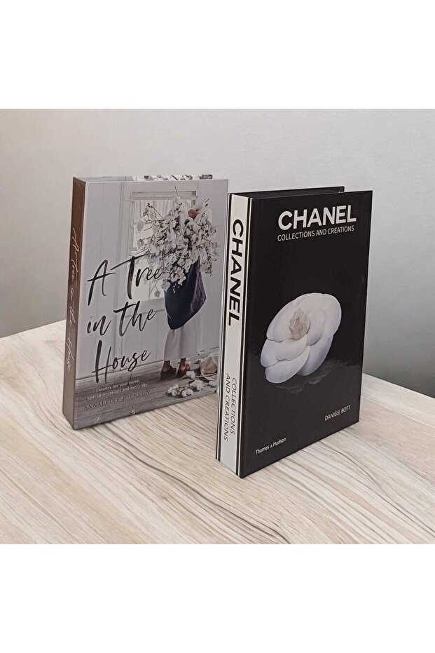 مجموعة صندوق كتب مزخرف باللون الأسود من A Tree & Chanel مكونة من قطعتين