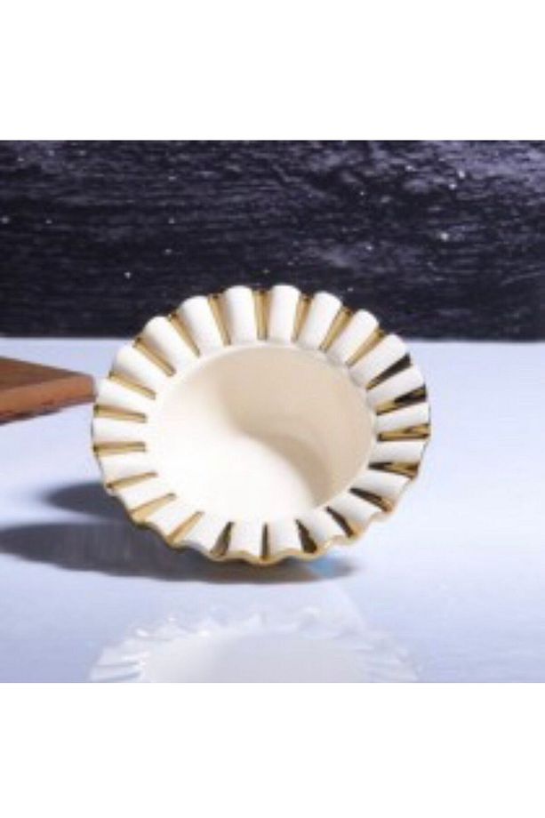 MUBA CONSEPT GOLD CREAM DEKORATİF SUNUMLUK YUVARLAK DERİN SUNUM KASESİ - 1