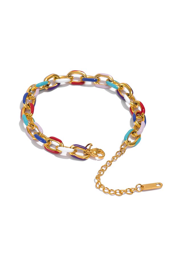8mm Thick Chain Colorful Steel Bracelet - Tarnish Resistant Surgical Steel Bracelet - Colorful Women's Bracelet