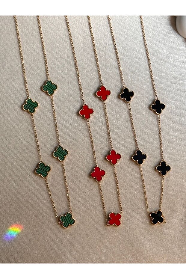 Yonca model kolye bileklik takım çelik - 1