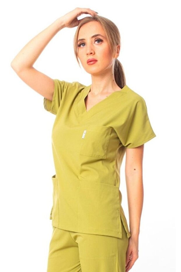 Pistachio Green Premium Fabric Lycra Surgical Doctor Nurse Scrubs Jersey Single Top