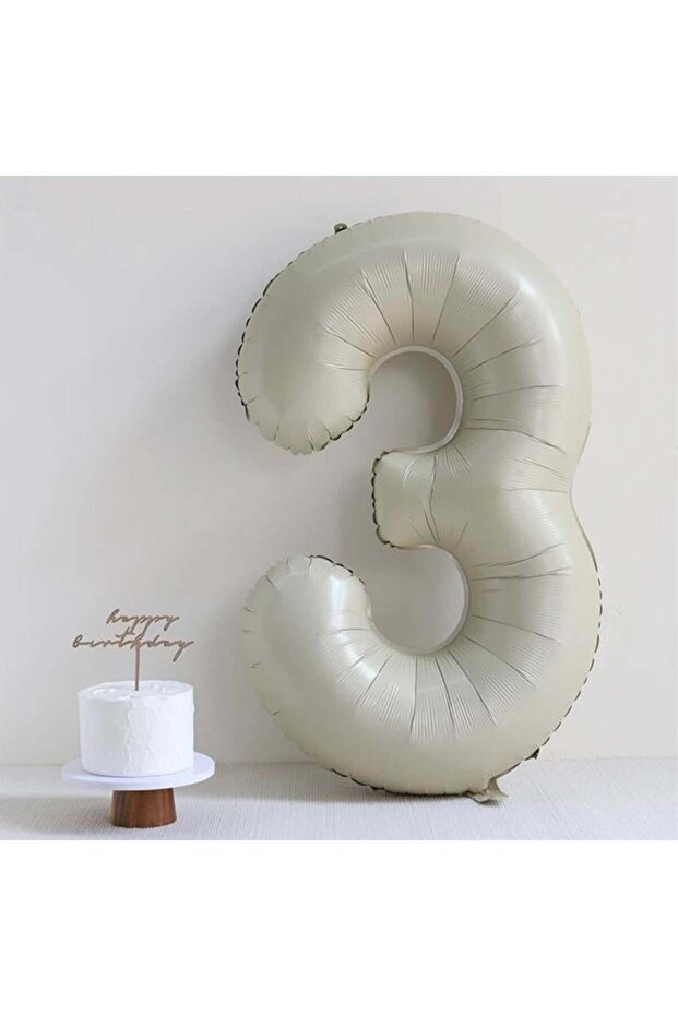 Sea Sand Beige Cream 3 Number Foil Balloon