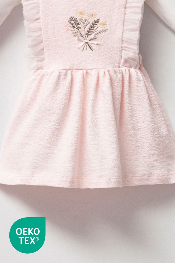 Mini Princess Kız Bebek 2'li Takım Jakarlı Örme Kumaş - 3