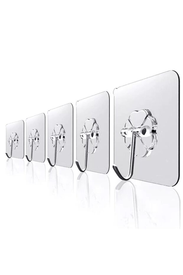 Self Adhesive Hooked Kitchen Bathroom Hanger Transparent 20 Pieces
