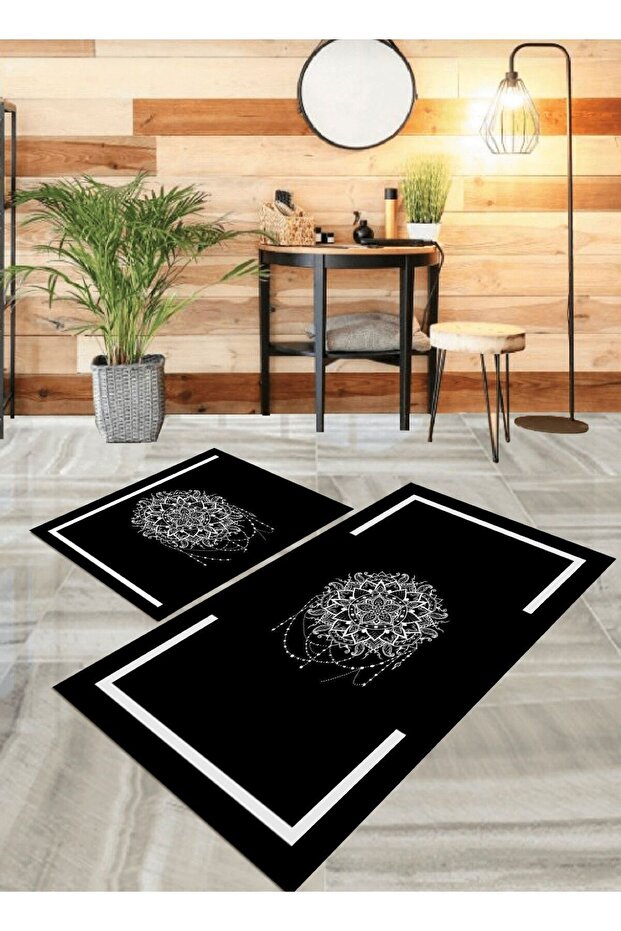Medallion, Cotton Woven Base 2-Piece Bath Rug (60X100-40X60 CM 2-Piece SET)