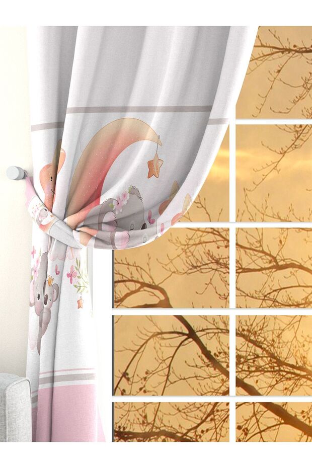 Koala, Velvet Fabric, Digital Printed, Double Wing Children's Background Curtain