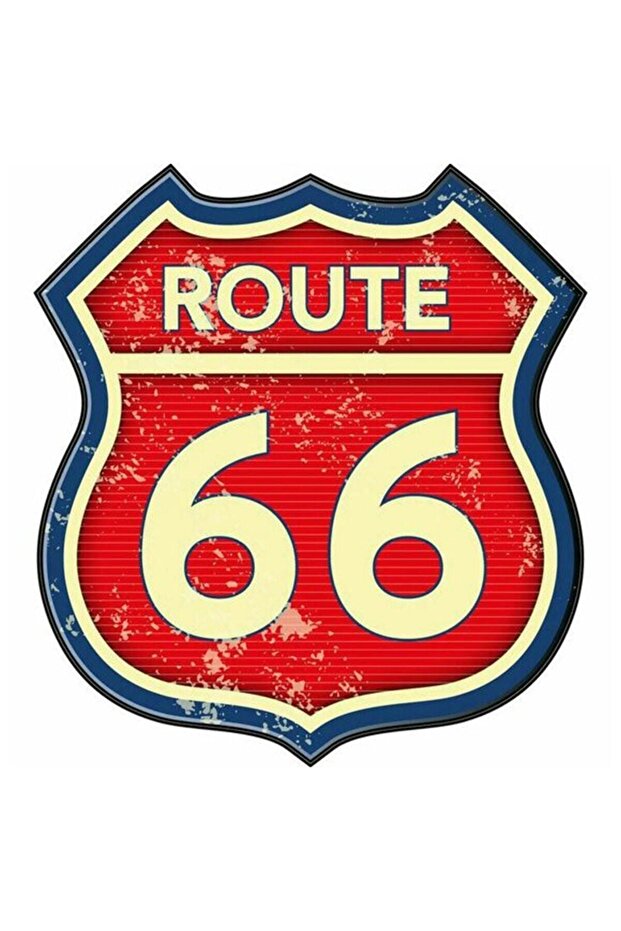 Route 66 Car, Motorcycle, Helmet, Laptop, Glass Sticker 12x10 Cm