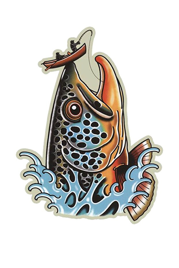 Fisherman Auto, Motorcycle, Helmet, Laptop Sticker 13X10 cm