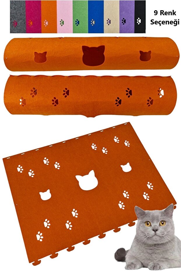 Cat tunnel toy 1. Quality 3mm felt passable 9 color options 98 cm cat and paw figured