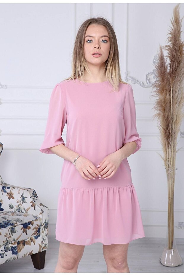 Women's Pink Hemline Chiffon Dress
